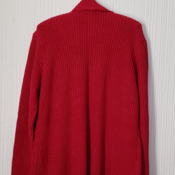 Caslon Dark Red Cable Knit Cardigan, Long, sz L - Picture 4 of 9